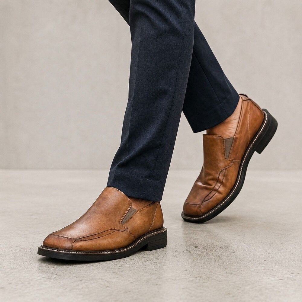 Bottesini Brown Leather Slip On Loafers Italy Men’s 10.5 M Dress Comfort Shoes